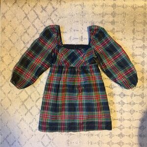 J. Crew Puff sleeve dress in Stewart tartan